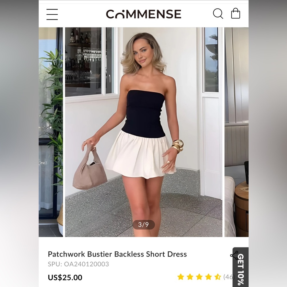 Commense New Patchwork Bustier Backless Short Dress size XS!